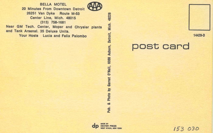 Bella Motel - Old Post Card (newer photo)